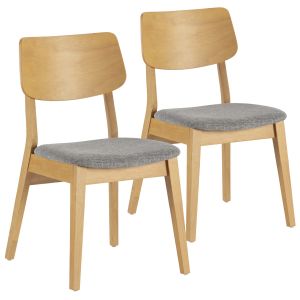 Pack de 2 chaises couleur ch&ecirc;ne, bois massif