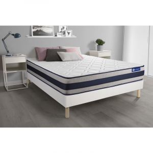 Image de Ensemble matelas Mémoire de forme ACTIMEMO ERGO 140x190 cm Maxi épaisseur 5zones de confort + sommier KIT blanc