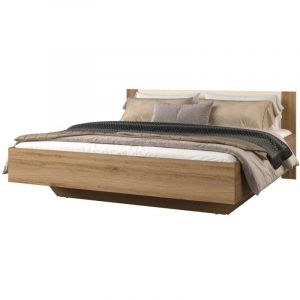 Lit vertigo – 180x200 cm – Chêne sauvage et beige sable – Sans sommier – Pied de lit design