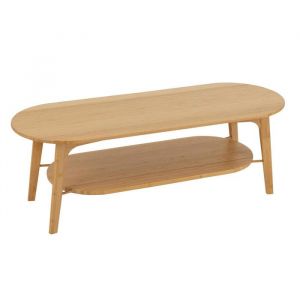M&S Table basse ovale 2 niveaux 120x45x40 cm en bambou naturel - GORLEA