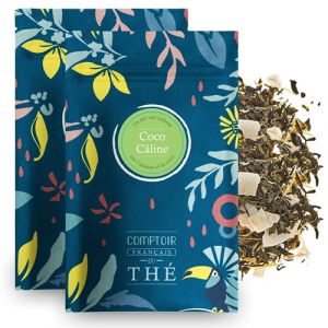 Comptoir français du thé - Coco Câline - 2x100 grammes de thé vert vrac parfumé à la noix de coco et à l'ananas
