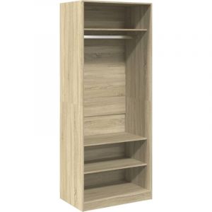 VidaXL Garde-robe chêne sonoma 80x50x200 cm bois d'ingénierie, armoire de rangement, organisateur de garde-robe, armoire, placard