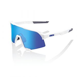 100% Lunettes S3 blanc mat avec verre &agrave; effet miroir HiPER bleu