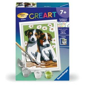 Ravensburger CreArt Kids 8x12 cm - Numéro d'art - Deux Petits Chiots - Kit de Peinture par numéros - Dès 7 Ans - 25575