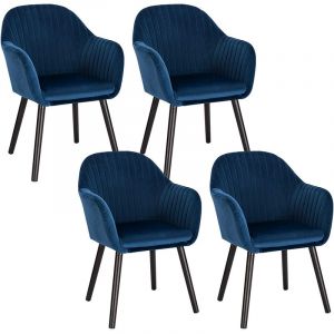 Image de Woltu Lot de 4 Chaises de Salle à Manger ise en Velours Chaise pour Cuisine/Salo afé Bleu