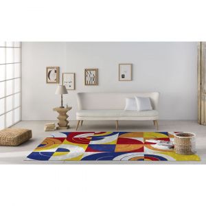 Naf Naf Tapis multicolore g&eacute;om&eacute;trique plat moderne Hendri 80x150 Multicolore