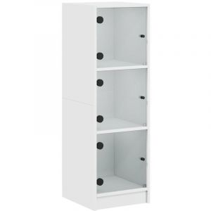 VidaXL Buffet avec Portes en Verre, Armoire Latérale avec Rangement, Meuble de Salon Salle de Séjour Maison Intérieur, Moderne, Blanc
