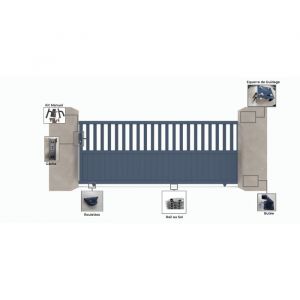 Portail aluminium coulissant Semi-Ajour&eacute; C01 Gris 7016 - Largeur entre piliers 4030mm - Hauteur 1600mm