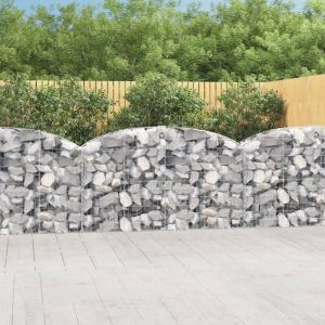 VidaXL Panier de gabions arqu&eacute; 200x50x100/120 cm Fer galvanis&eacute; - N/A