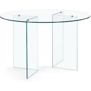 Hellin Table de salle à manger design ronde en verre transparent D130 - idora