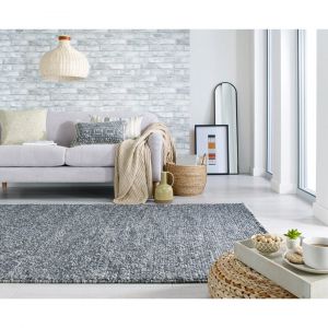 Tapis de salon rectangulaire en laine Minerals 160x230 Anthracite