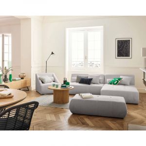 Onyx - canap&eacute; modulable d'angle r&eacute;versible 4 places - en velours c&ocirc;tel&eacute; - Gris clair