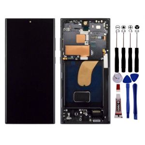 Ecran Pour Samsung galaxy S23 Ultra SM-S918B Châssis Noir Avec Empreinte