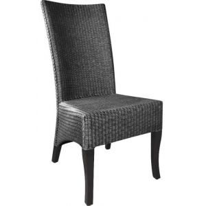 Aubry Gaspard Chaise en loom gris et acajou Adlon