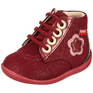 Kickers BE Fizzy, Plat Oxford Bébé Fille, Bordeaux Fantaisie, 21 EU