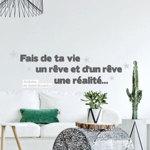 Plage Sticker décoratif, citation fait de ta vie un rêve antoine de st exupéry, 68 cm X 24 cm