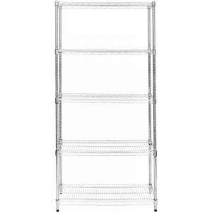 Etagère en Fil d'Acier Chromé 1000KG - 45 x 90 x 180cm - Pied de Nivellement - Rangement Garage, Cuisine, Atelier, Entrepôt, Organisation Rayonnage