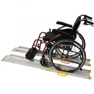 Identit&eacute;s Rampe fauteuil roulant - Rampe d&eacute;ambulateur - Paire de rampes t&eacute;lescopiques Ergo 300 cm - Largeur utile de la voie 16,5 cm - Syst&egrave;me de verrouillage unique - Adapt&eacute;es &agrave; tous les fauteuils