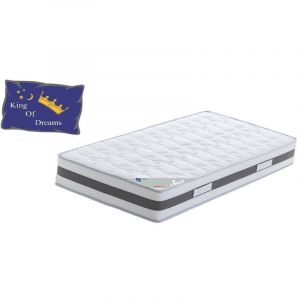 Matelas 140X200 Mousse Poli Lattex Ind&eacute;formable Face Hiver avec Laine Merinos Face &eacute;t&eacute; avec Lin Hauteur 29 cm Soutien Ferme + Prot&egrave;ge Matelas OFFERT Lattex Blue 140 200 King of Dreams
