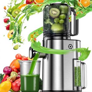 Extracteur de Jus 1,8L - Pour Fruits et Legumes avec Goulotte 130 mm -Slow Juicer Sans BPA, 250W, Nettoyage Facile