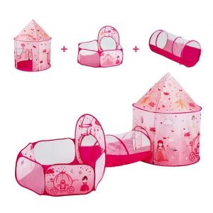 Tente De Jeu 3 En 1 Pour Enfants-Duoku-Avec Tunnel-Pour Filles Et Gar&ccedil;ons-Maison De Jeu Pop-Up Int&eacute;rieure/Ext&eacute;rieure
