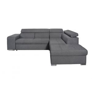Canap&eacute; d'angle droit convertible en tissu Gris fonc&eacute;