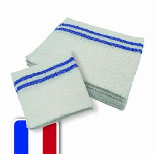 LNT France - Lot de 3 serpillières bouclées blanches, 50 x 60 cm, fabriquées en France. Pour la cuisine, salle de bain, salon