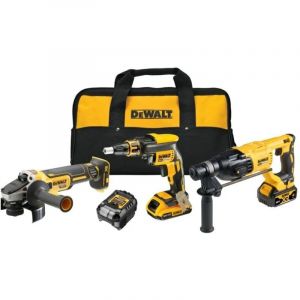 Dewalt Kit 3 outils 18 Volts : DCF620 - DCH133 - DCG405 - avec 2 batteries 2,0 et 4,0 Ah 18V - chargeur - sac - DCK308DM
