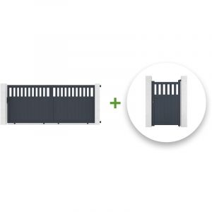 Casanoov - Pack portail coulissant santis 370x160cm + Portillon santis 100x160cm Gris