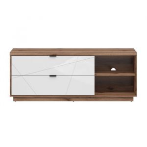 Petits-meubles - Meuble tv 2 tiroirs 2 niches 156 cm Sven Blanc et Bois