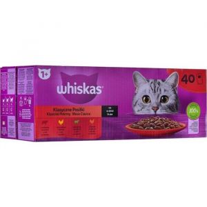 Whiskas Nourriture humide pour chat adulte, repas classiques, sachets de sauce 80x85g