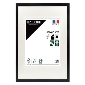 Ceanothe Cadre Photo Noir 40x60 cm et 60x40 cm, passe-partout int&eacute;gr&eacute; &ndash; Convient au - Effet caisse &ndash; Cadre Photo Milan en R&eacute;sine Recycl&eacute;e - Fabriqu&eacute; en France