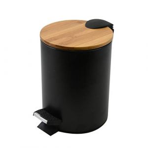 Spirella Poubelle à pédale Acier & Bambou ADONIS 5L Noir