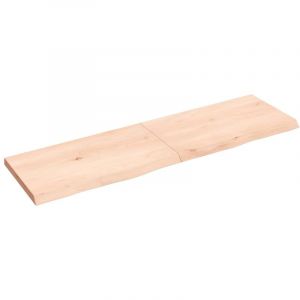VidaXL Étagère Murale, Dessus de Table avec Bord Vivant, Tablette Suspendue avec Rangement, Rustique, Bois de Chêne Massif non Traité