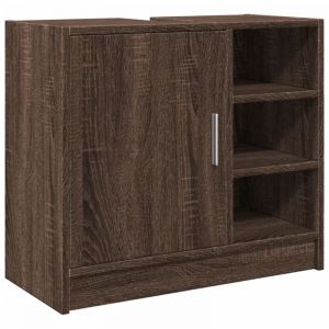 VidaXL Armoire d'évier chêne marron 63x29x55 cm bois d'ingénierie, armoire de salle de bain, armoire de rangement salle de bain, meuble lavabo de salle de bain