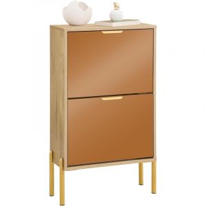 Sobuy FSR181-G Meuble &agrave; Chaussures, Meuble de Rangement &agrave; Chaussures avec 2 Abattants, Armoire &agrave; Chaussures, Commode &agrave; Chaussures, Meuble d'Entr&eacute;e,
