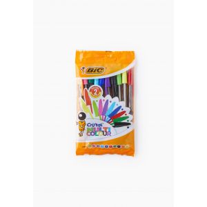 Bic 10 stylos-billes Cristal multicolores, pointe large