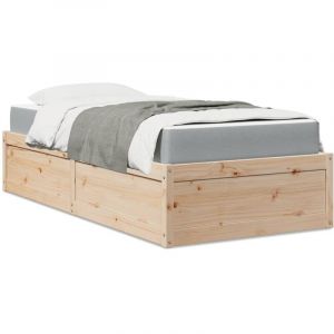 VidaXL Lit avec matelas 90x190 cm bois massif de pin, meuble de chambre à coucher, lit en bois, lit en palette, sommier, lit en bois massif