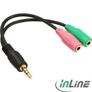 Inline 99302I - Cable Adaptateur Audio Jack 3,5mm (M) 4 points vers 2x 3.5mm (F) 15cm