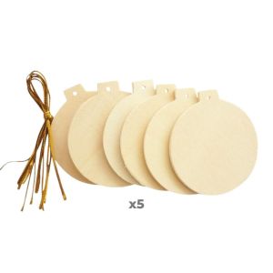 Graine Créative 30 boules de Noël en bois plates à suspendre 6 cm