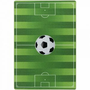 Play Tapis pour Enfant Lavable - Tapis Chambre Enfant FOOTBALL (Vert - 80x120cm)