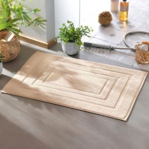 Tapis de bain beige sable en coton ATLANTIQUE