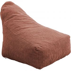 Pouf fauteuil XXL tissu sherpa - 120x70x90 cm - Terracotta