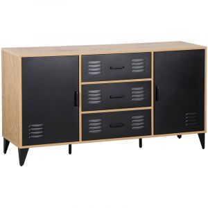 Tribeca - buffet bas - effet bois et métal noir - 140 cm