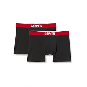 Levi's Men's Solid Basic Boxers (2 Pack) Caleçon, Noir, L Homme