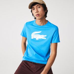 Lacoste T-shirt Sport en jersey respirant imprimé crocodile 3D Taille XL Bleu/blanc