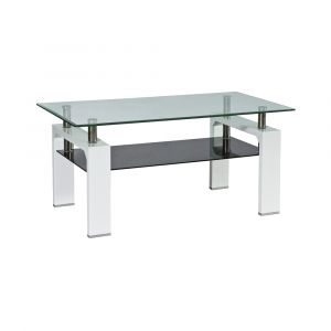 AC-D&eacute;co Table basse double niveau - Lisa II - 110 x 60 x 55 cm - Blanc