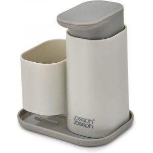 Joseph joseph Duo Distributeur de savon avec support d'&eacute;ponge, distributeur de savon pour &eacute;vier de cuisine, gris