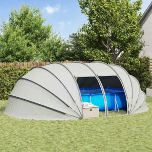 VidaXL D&ocirc;me De Tente De Piscine Gris 640 X 432 X 205 Cm
