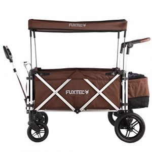 Fuxtec Chariot Super Cruiser Marron, L'Original, Collection Family Fux, Chariot de Jardin Pliable pour Enfants, Transport, Plage, Ville, Forêt, à Tirer ou à Pousser, Capacité De Charge 75 kg